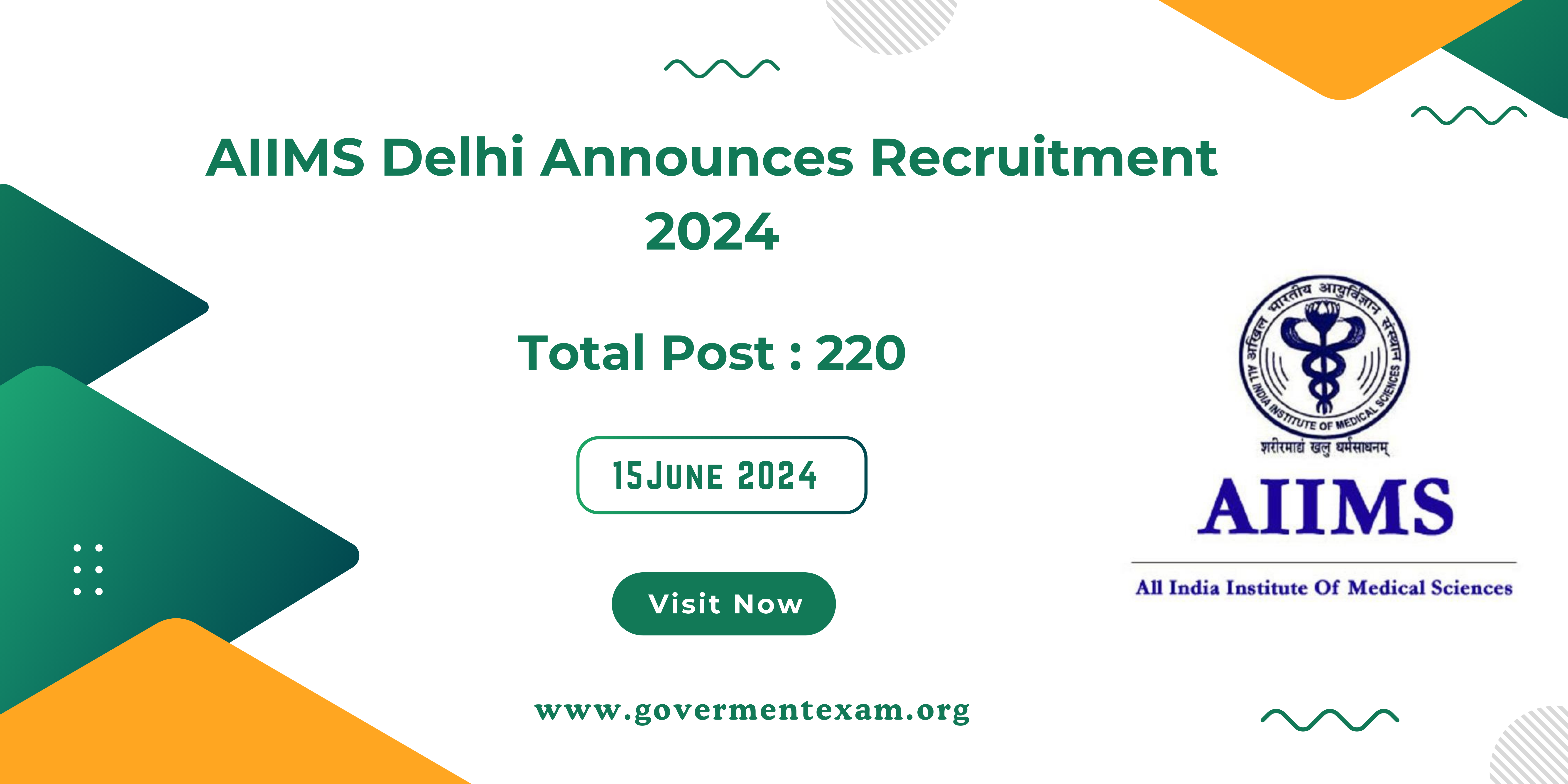 AIIMS Delhi Announces Recruitment for 220 Junior Residents (2024 July Session)